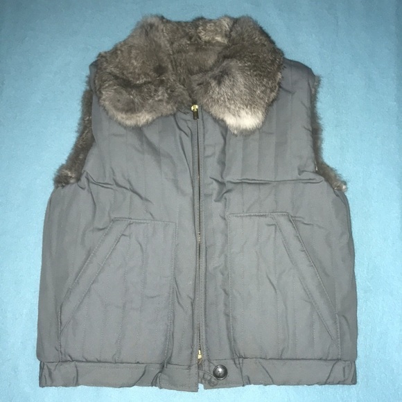 𝅺Rabbit Fur reversible vest gray unbranded zipper closure pockets NEW size S/M - Picture 7 of 10